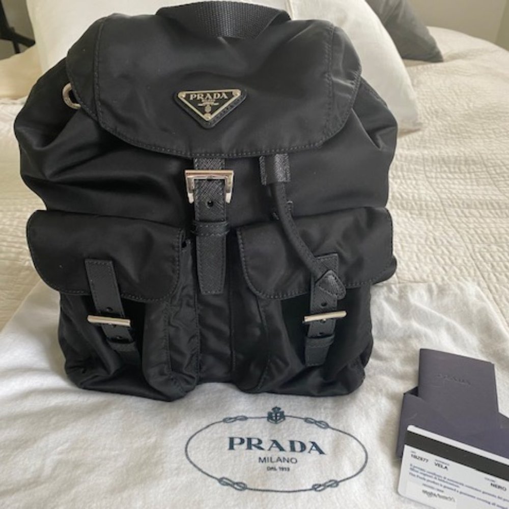 Small black nylon Prada Backpack - never used